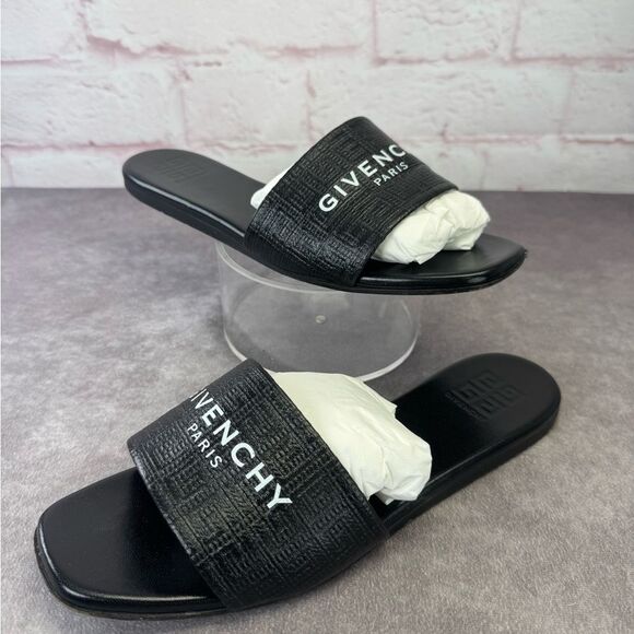 Givenchy 4G Black Embossed Textured Black Slides 41 - Picture 2 of 16